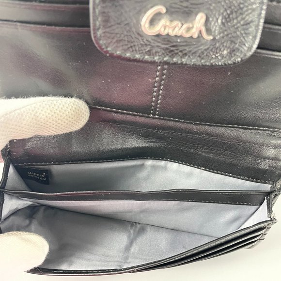Coach Accordion Black Signature C Bifold Long Wallet - Picture 13 of 15